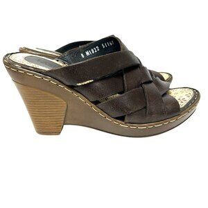 Rare Lassen Louann Leather Platform Wedges Sandals 8 Mexico Casual Office Boho